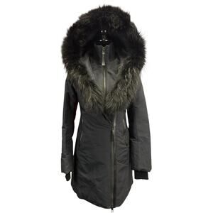 Mackage Women’s Black Down Coat CLMK-D60 Asiatic Raccoon Fur Trim XS